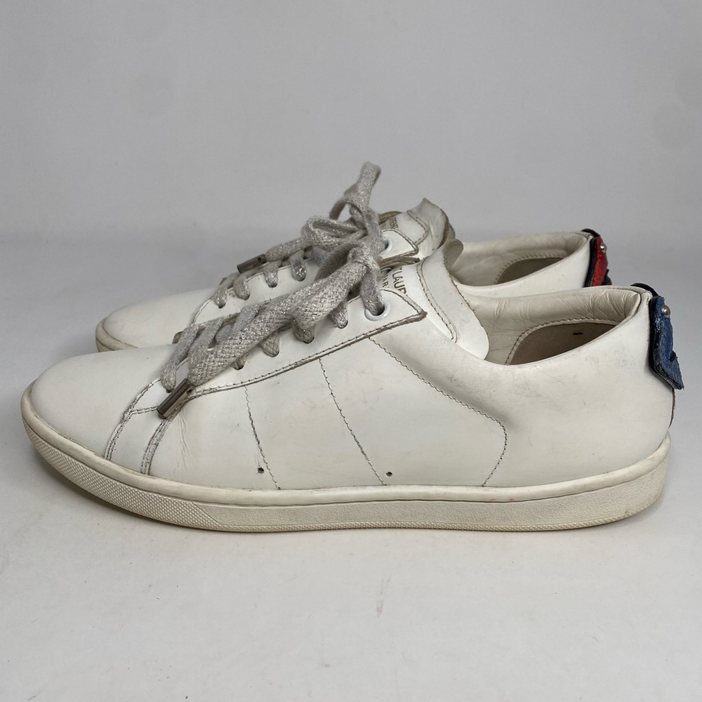 Authentic SAINT LAURENT white leather LIPS CLASSIC COURT Sneakers size 36 - Picture 5 of 12